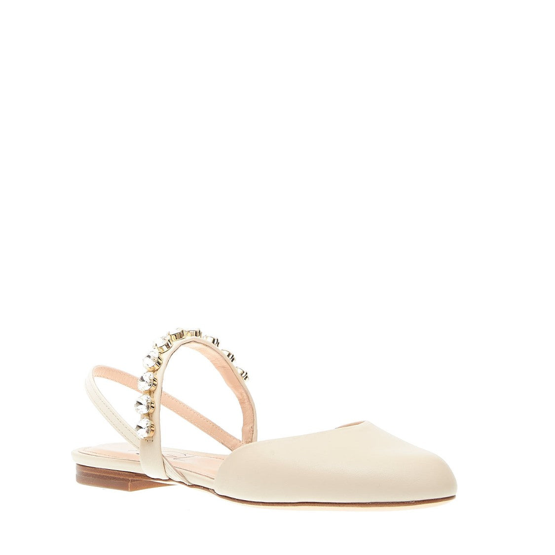 Agl Cream Slingback With Rhinestones