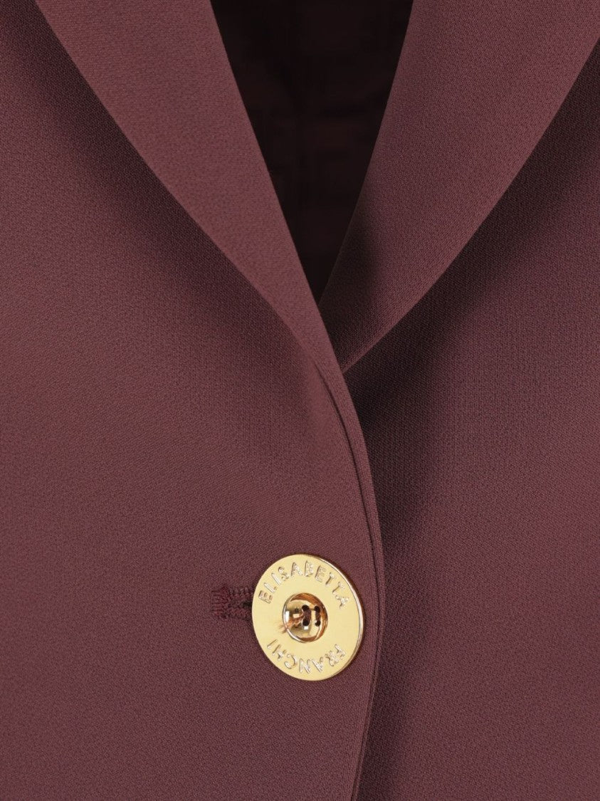 Elisabetta Franchi Bordeaux Tailored Jacket With Structured Shoulders
