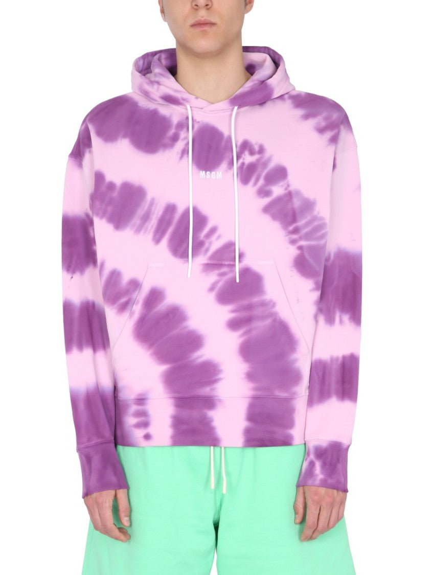 Msgm Printed Sweatshirt With Micro Logo