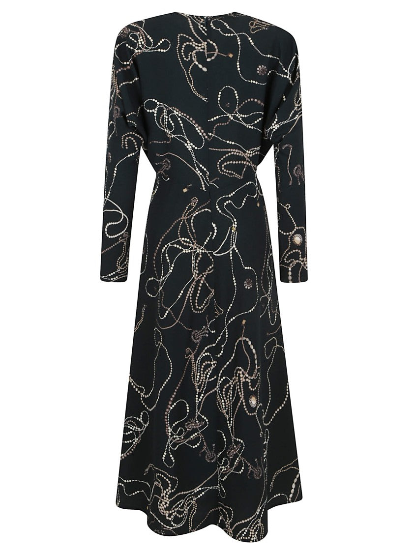 Victoria Beckham Midi Dress With Pattern And Flattering Fit