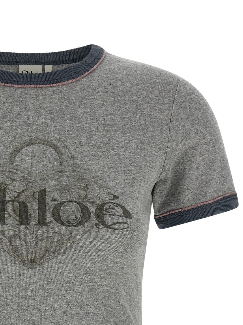 Chloé Fitted Chiné Mélange Jersey T-Shirt