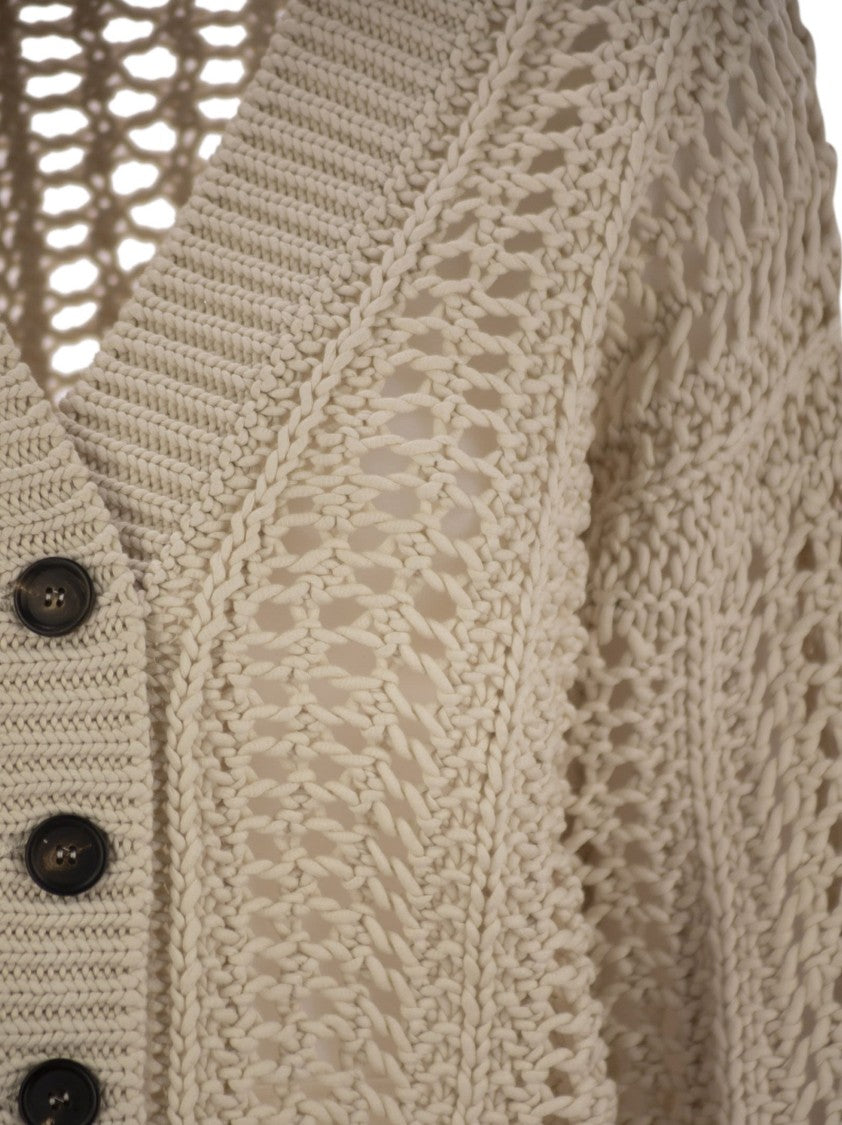 Brunello Cucinelli Ribbed Cotton Net Cardigan