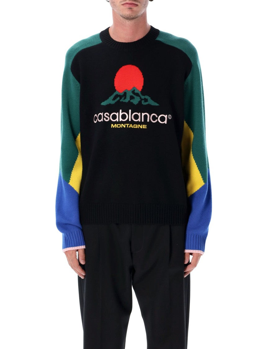 Casablanca Intarsia Knit Sweater With Graphic Motif