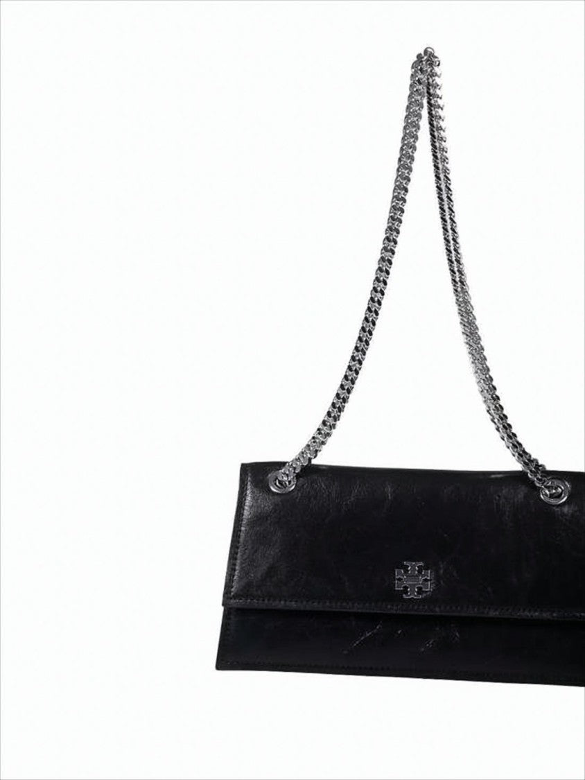 Tory Burch Rectangular Lambskin Leather Shoulder Bag With Metallic Logo