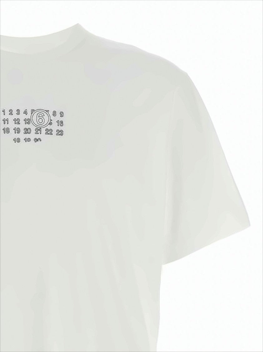 Mm6 By Maison Margiela Boxy Crew Neck Cotton Tee With Minimalist Graphic