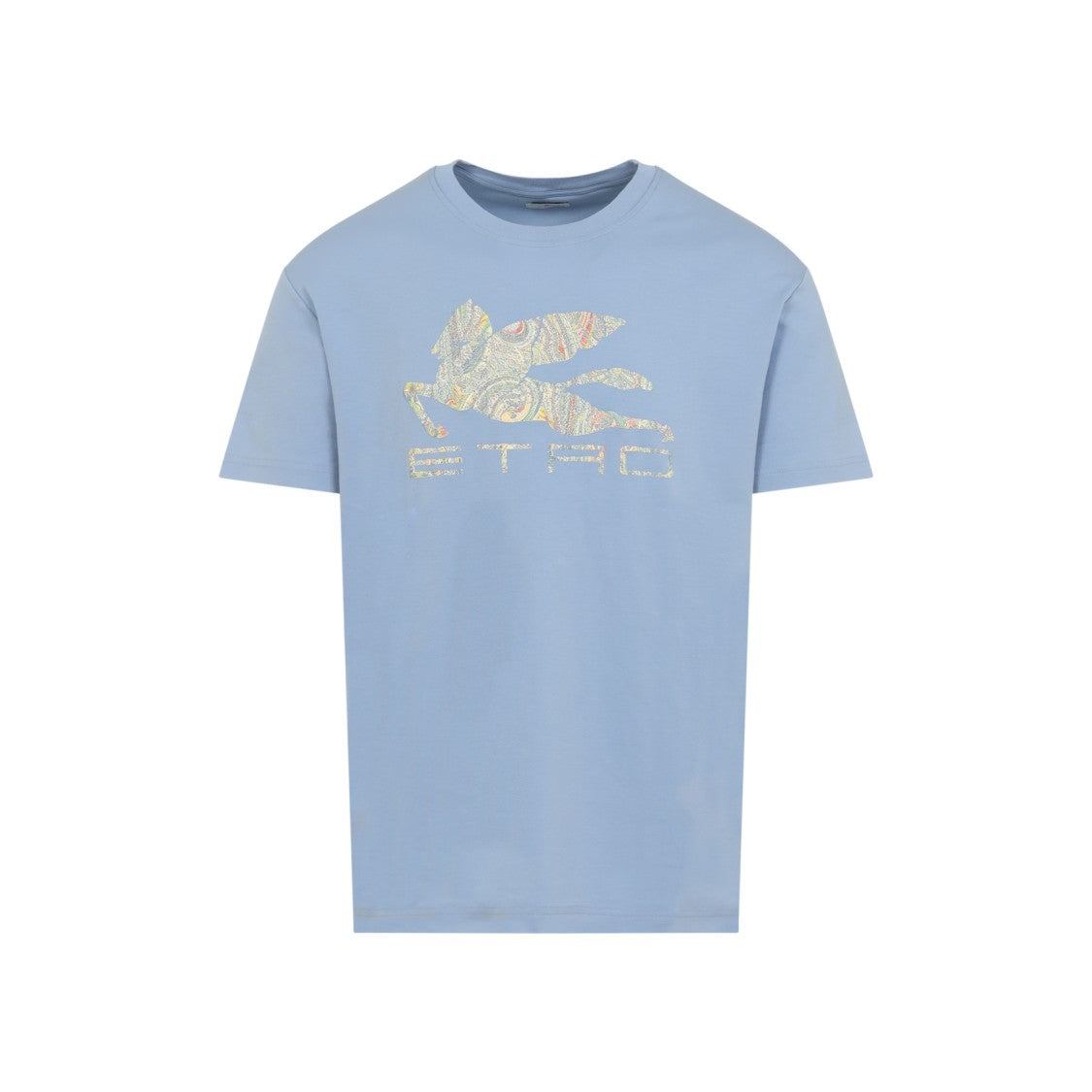 Etro Purple Wisteria Cotton T-Shirt With Multicolor Logo