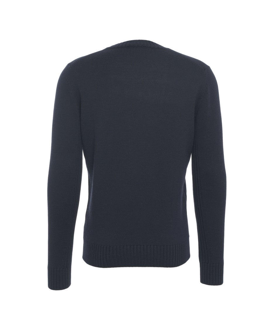 Kangra Round Neck Wool Sweater With Ribbed Details