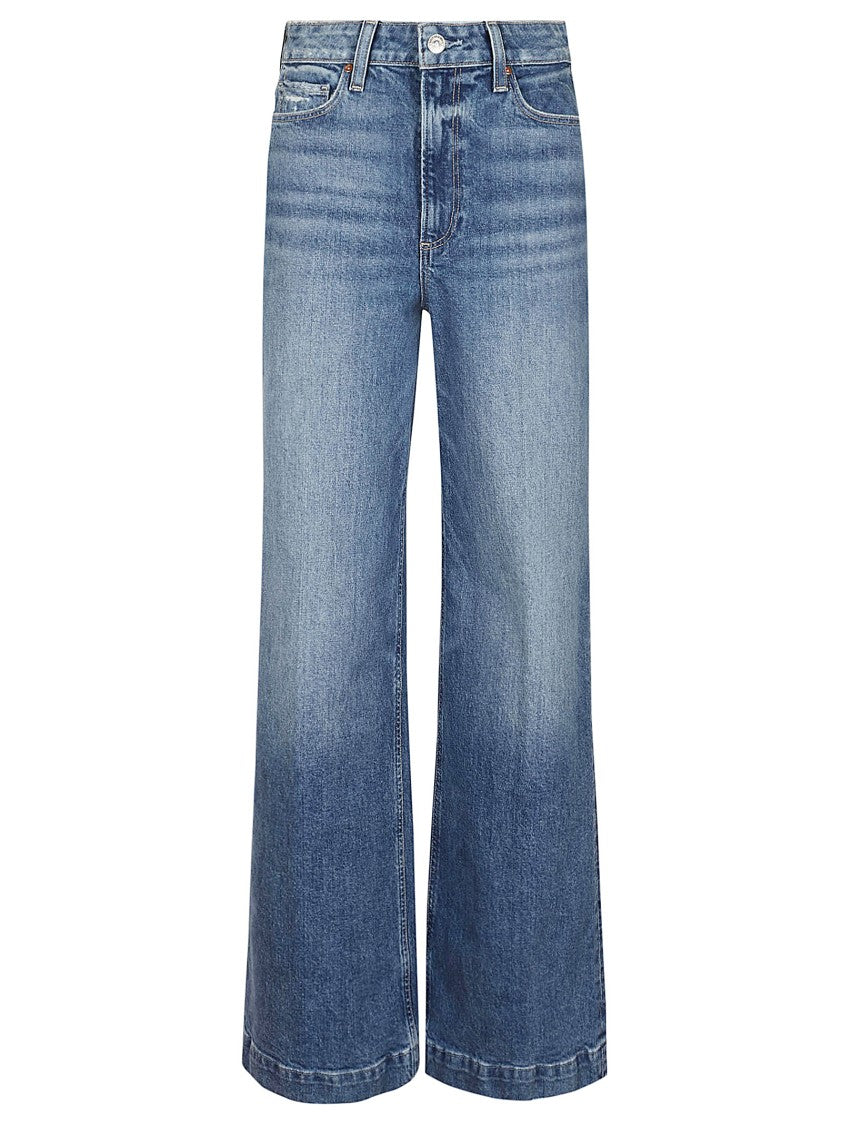 Paige Wide-Leg High Waist Denim Jeans With Subtle Fading
