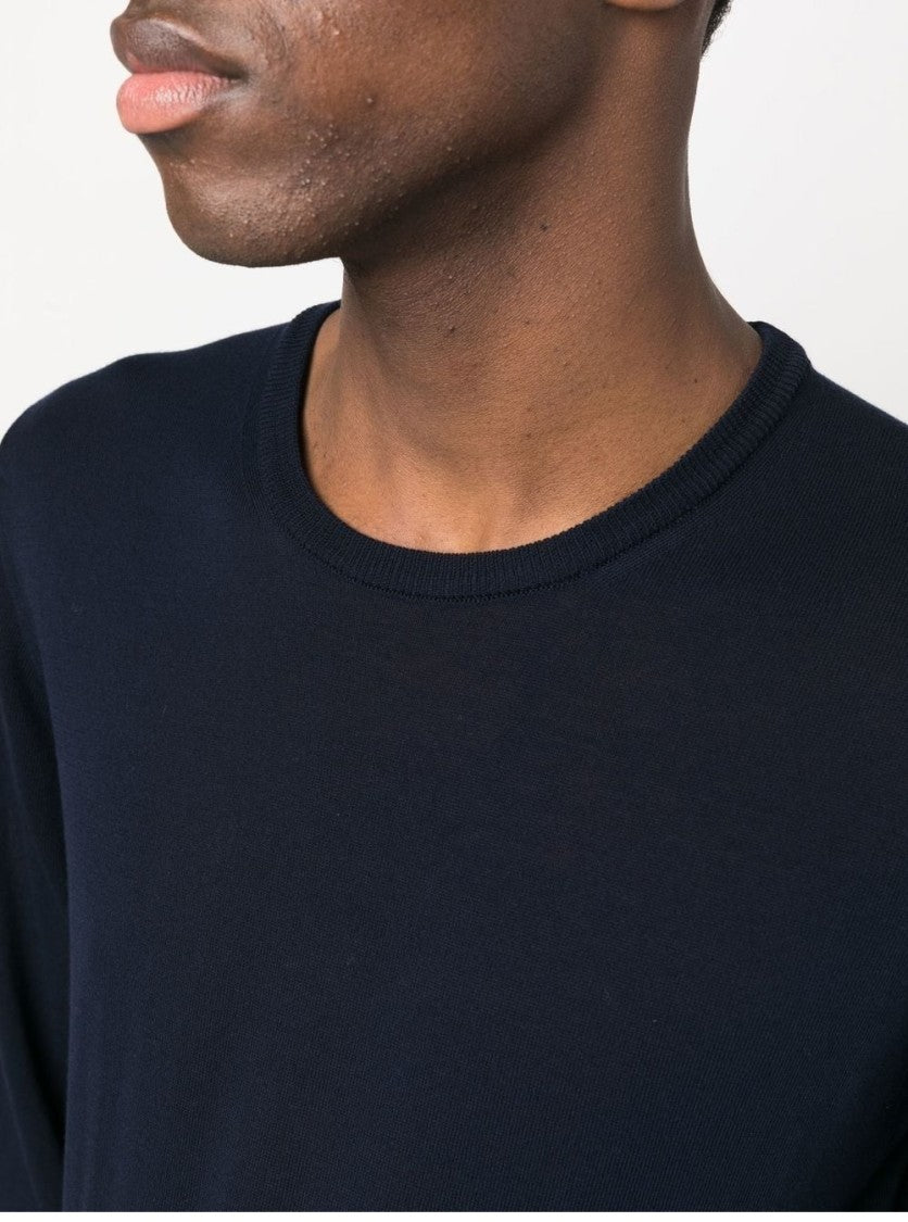 Roberto Collina Round Neck Long Sleeve Sweater In Soft Cotton