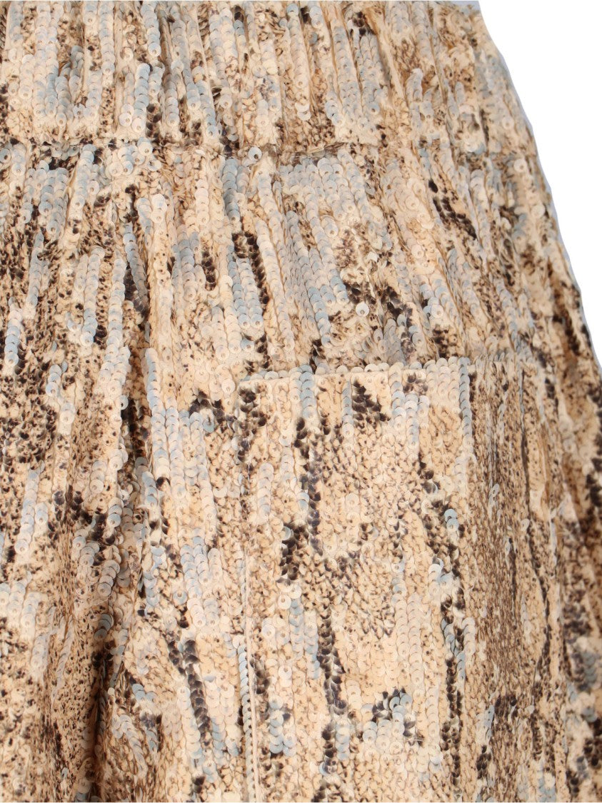 Dries Van Noten Beige Cotton Trousers With All-Over Viscose Sequins