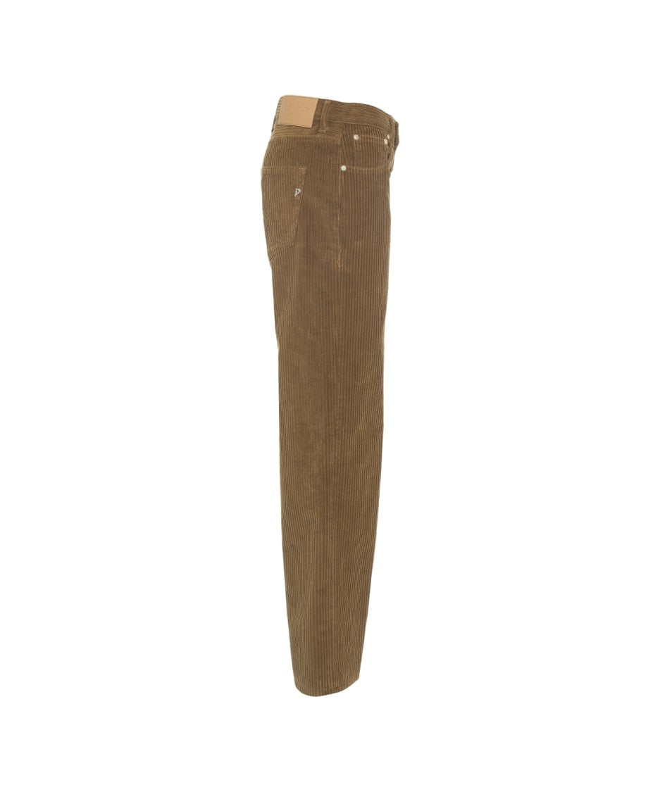 Dondup Wide-Leg Corduroy Trousers With High Waist And Distinctive Button Closure