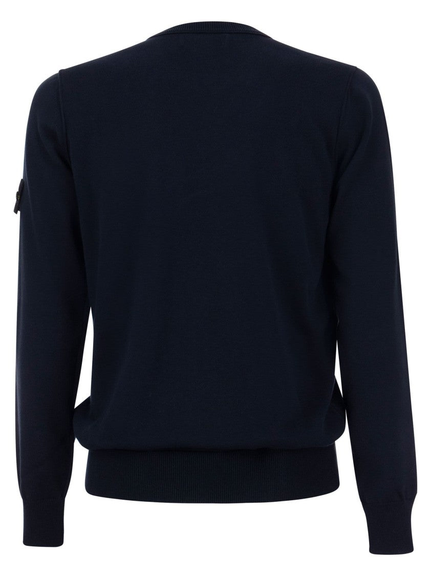 Stone Island Crew-Neck Cotton Jumper With Ribbed Detailing