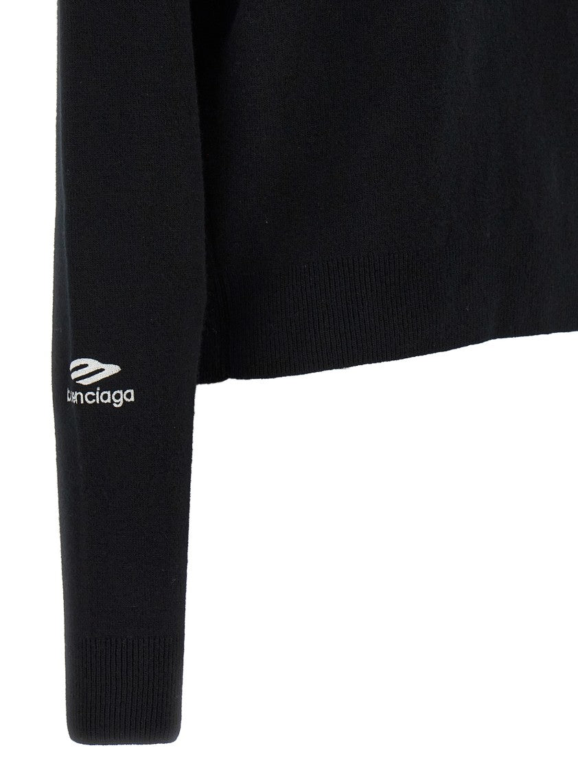 Balenciaga Logo-Embroidered Wool Blend Sweater