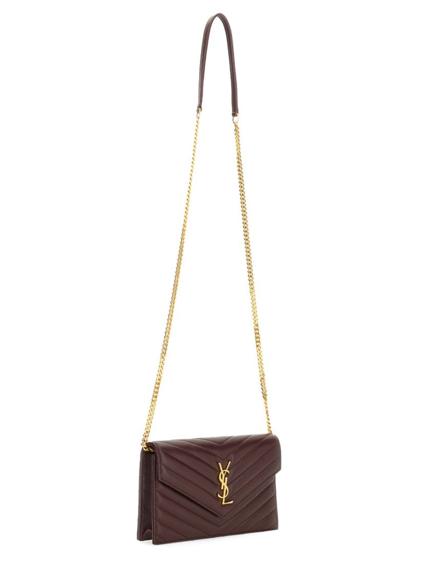 Saint Laurent "Envelope Cassandre" Wallet With Chain