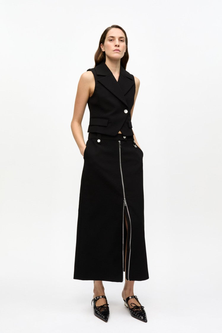 Ganni Bonded Crepe Skirt With Butterfly Hardware