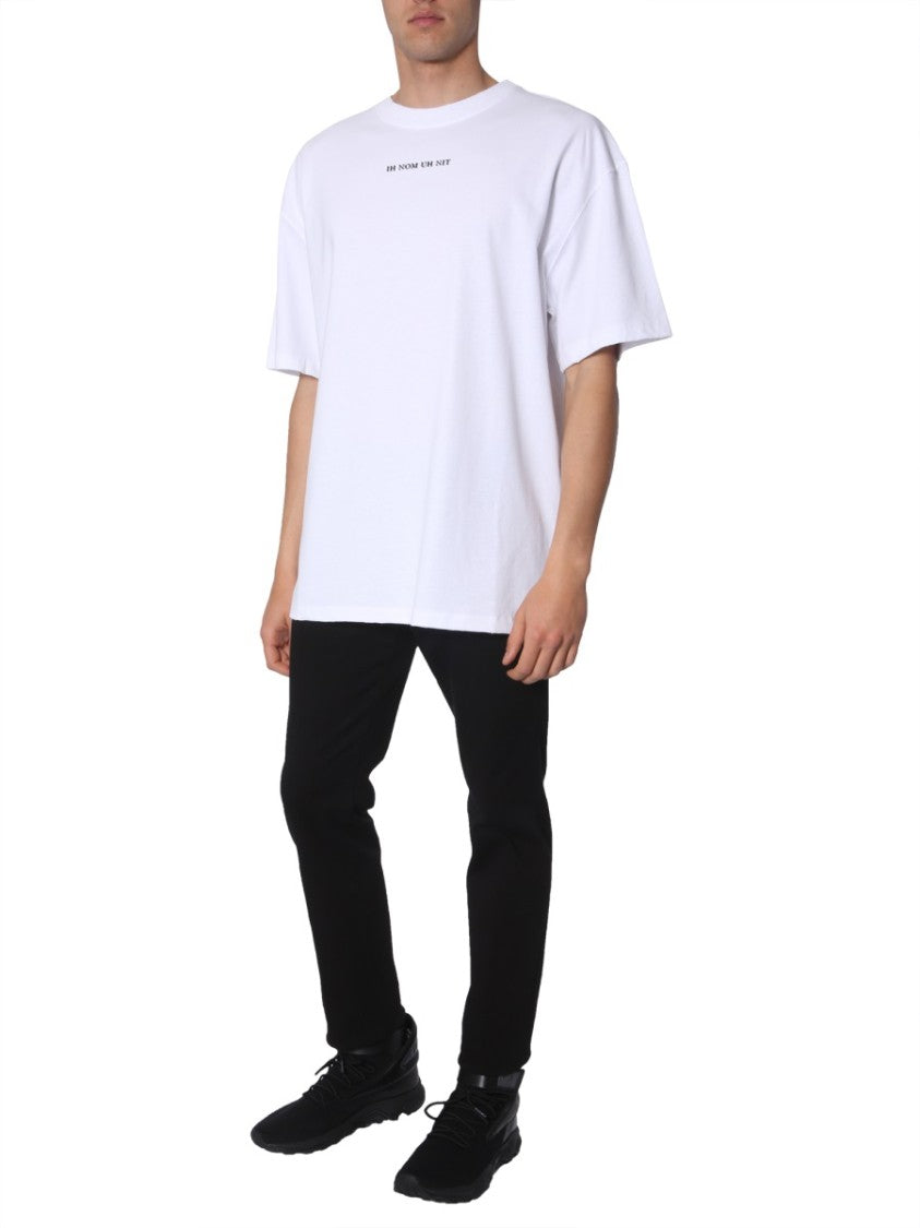 Ih Nom Uh Nit White Oversized Graphic Print T-Shirt With Bowie Design