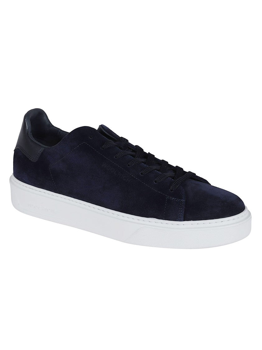 Woolrich Black Leather Low-Top Sneakers With Textured Accents