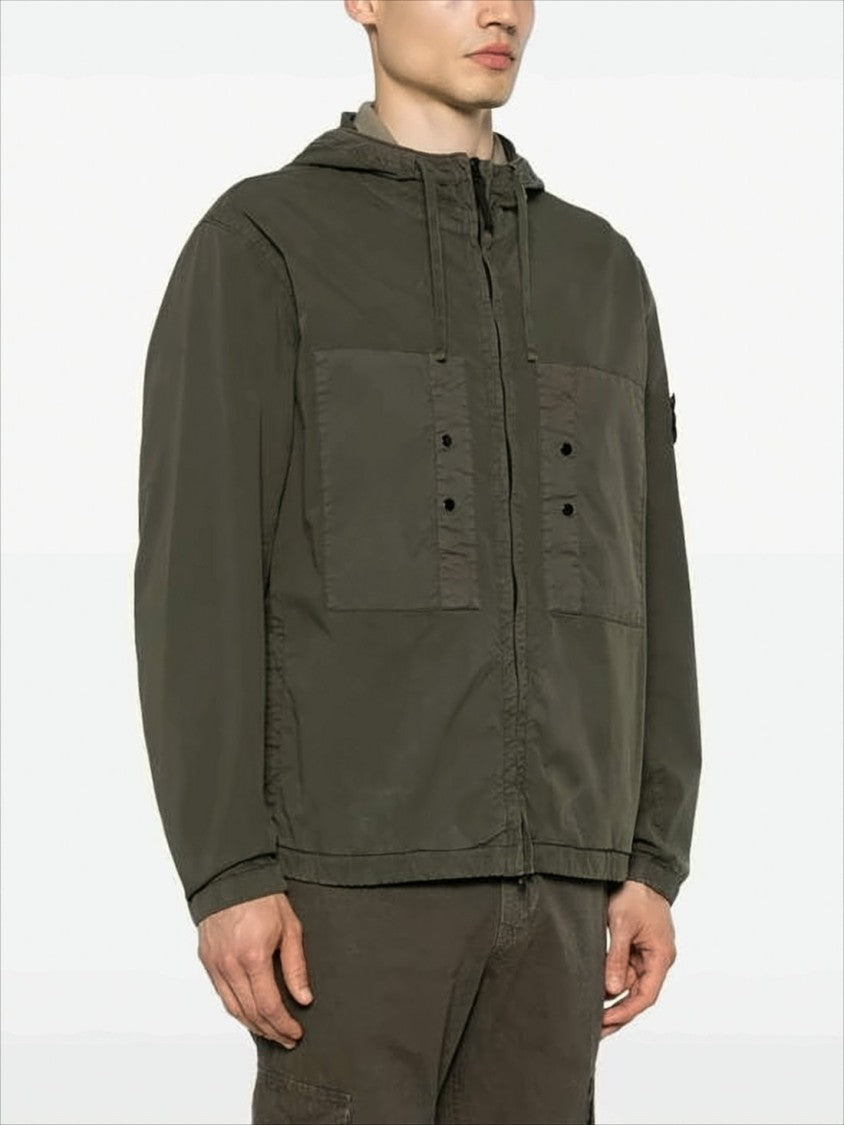 Stone Island Relaxed-Fit Green Jacket With Adjustable Drawstrings