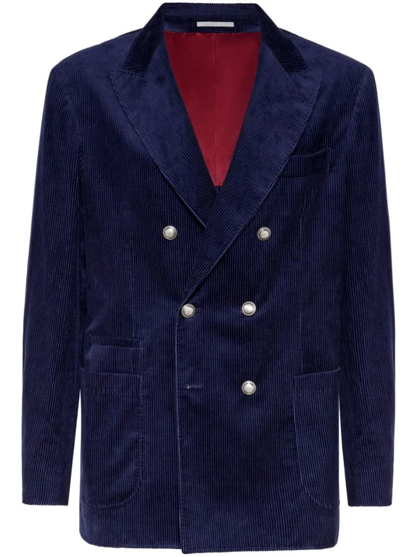 Brunello Cucinelli Textured Corduroy Double-Breasted Jacket