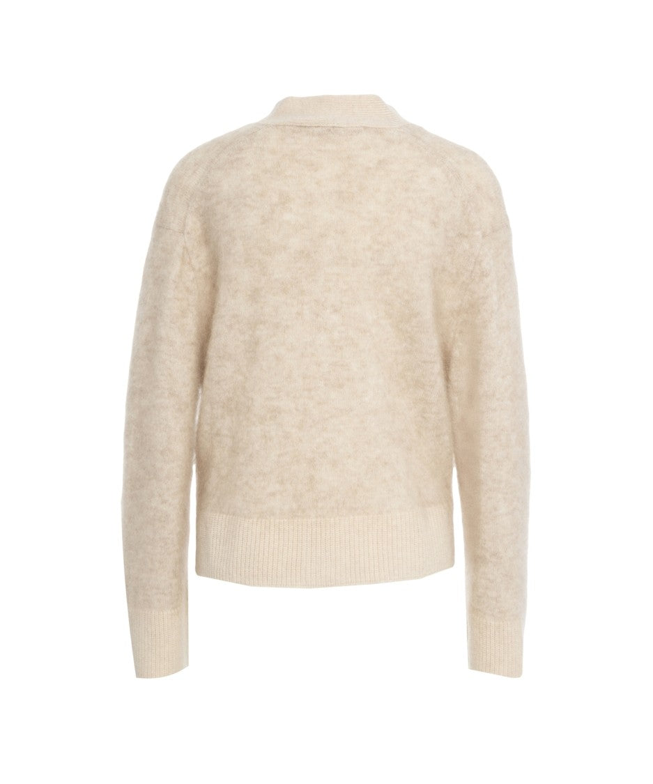 Second Female V-Neck Cardigan With Textured Ribbed Cuffs And Buttons