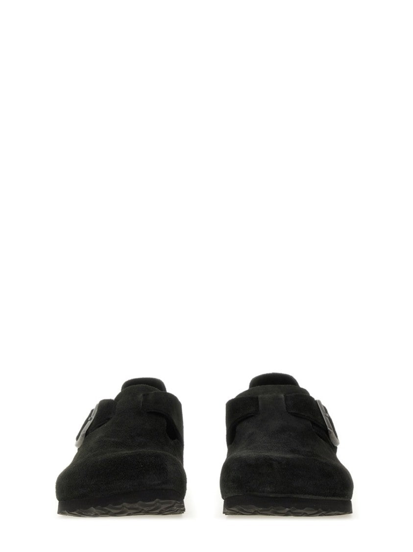 Birkenstock Suede Slip-On Sabot With Adjustable Buckle Strap