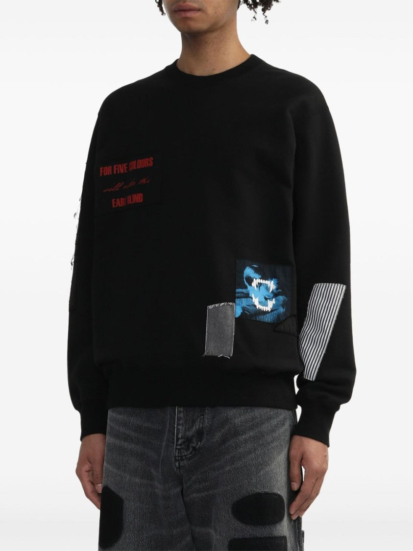 Undercover Artistic Black Printed Sweatshirt With Crew Neck Design