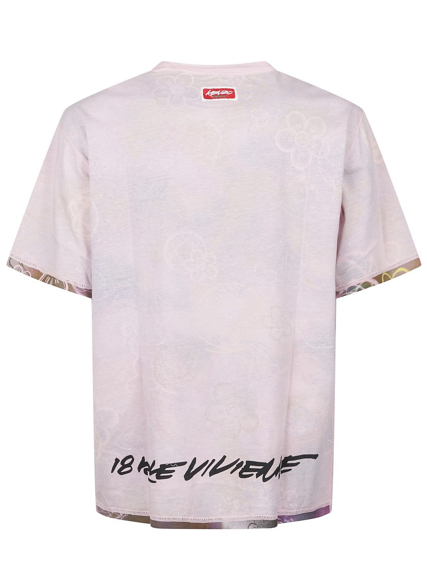 Kenzo Short-Sleeved Crew Neck Tee With Floral Pattern