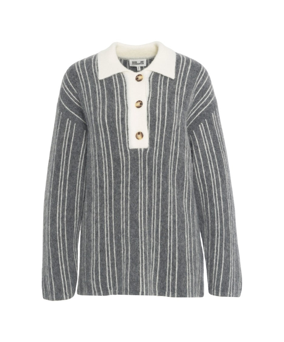 Baum Und Pferdgarten Relaxed Fit Knit Sweater With Contrasting Polo Collar