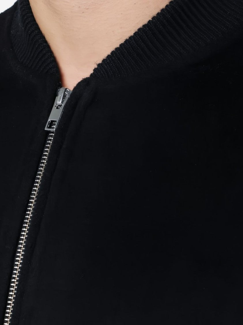 Soft Goat Zip-Up Bomber Jacket