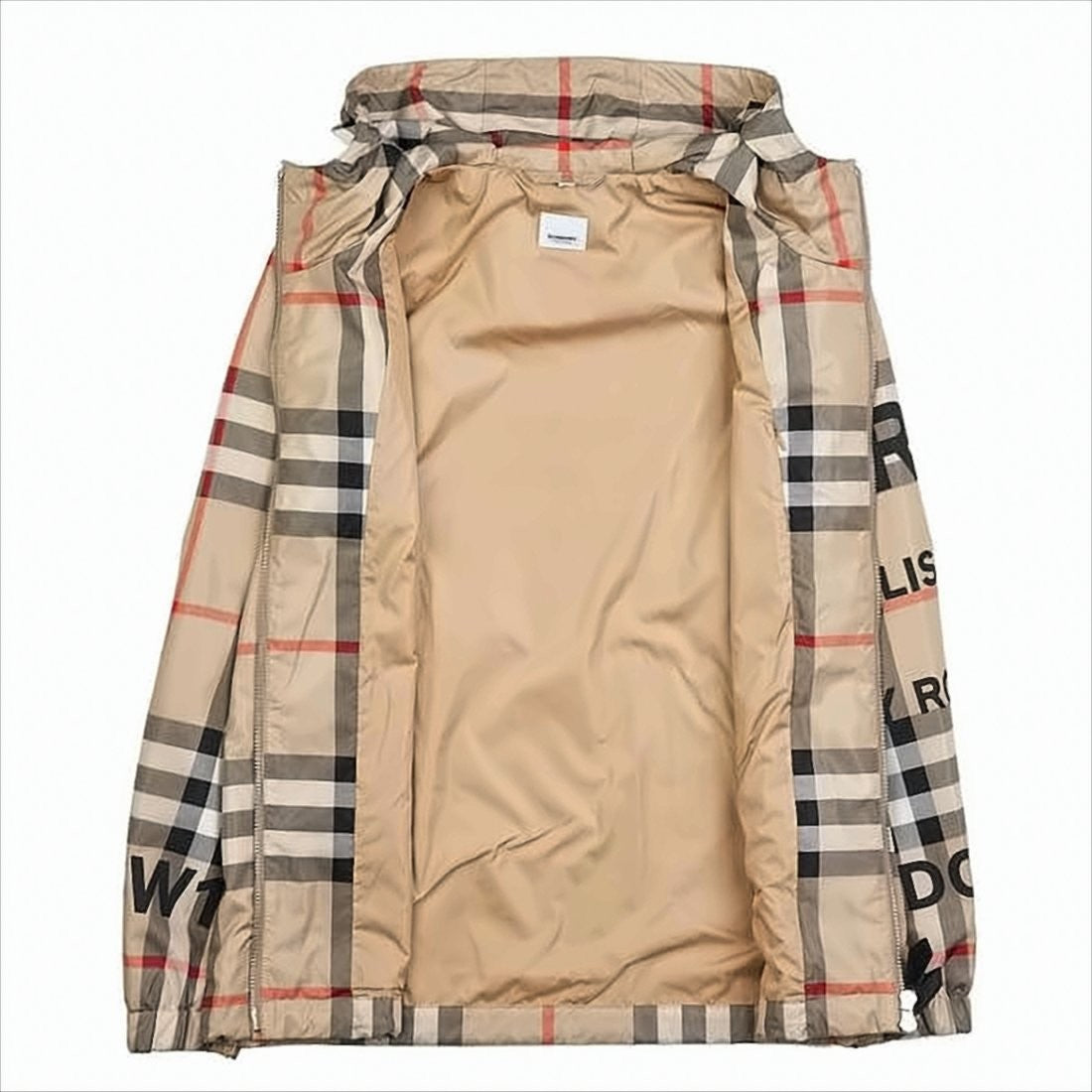 Burberry Checkered Hooded Jacket With Adjustable Drawstrings