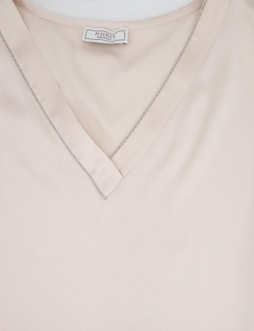 Peserico Silk Top With Jewel Detailing