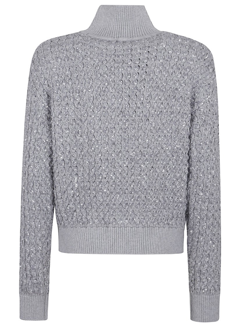 Elisabetta Franchi Textured Bouclé Sweater With High Neck