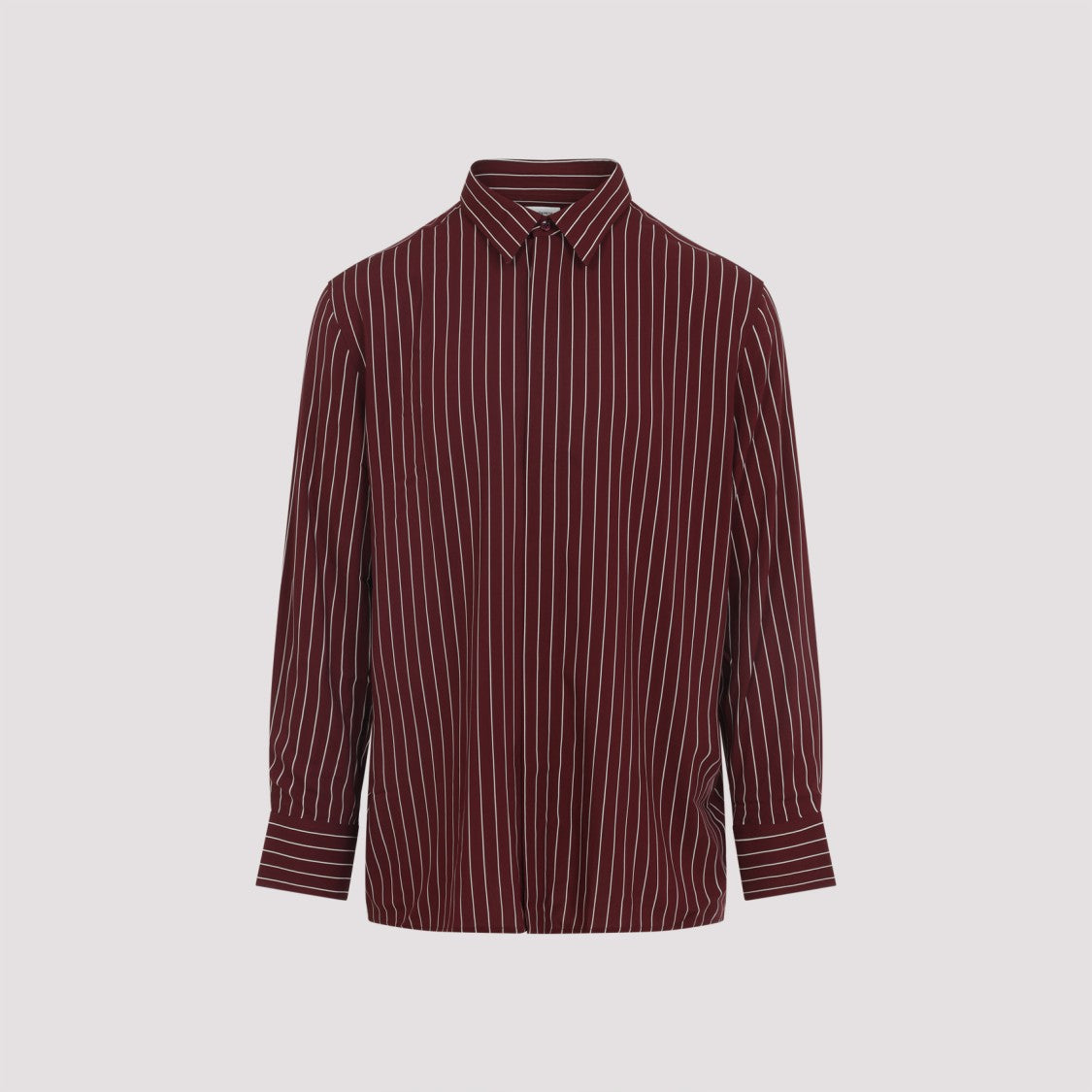 Saint Laurent Burgundy Vertical Stripe Shirt