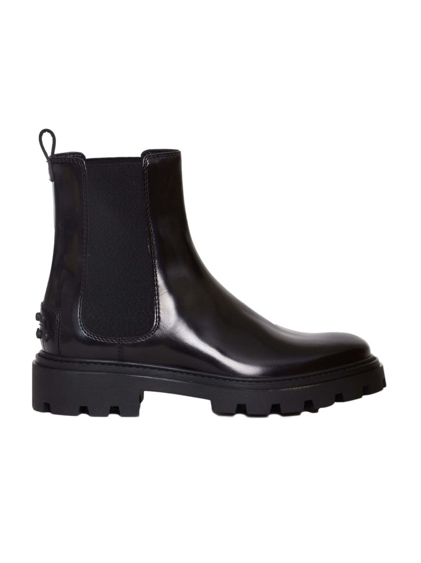Tod's Black Brushed Leather Ankle Boots