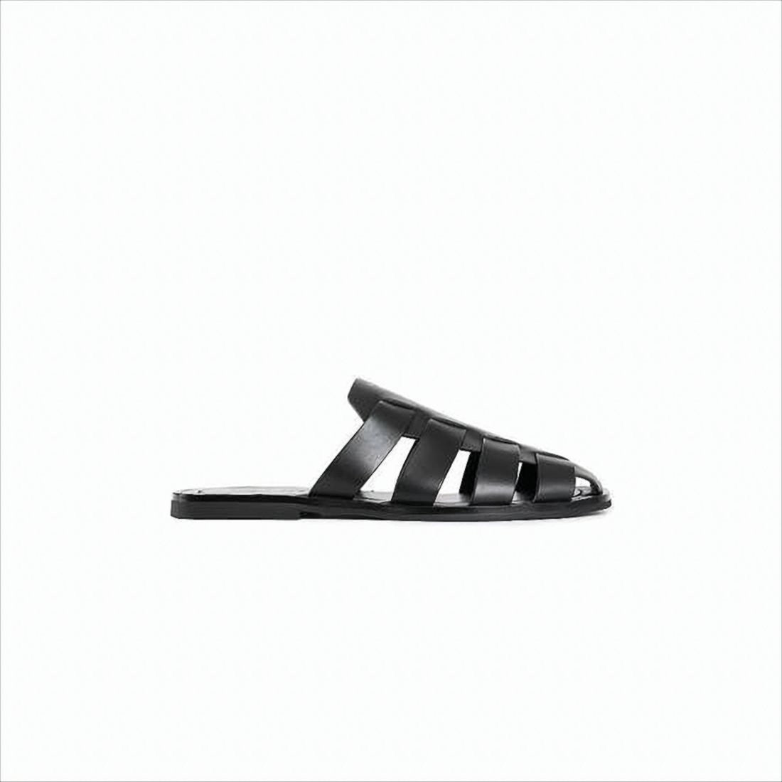 Prada Woven Strap Black Leather Mules