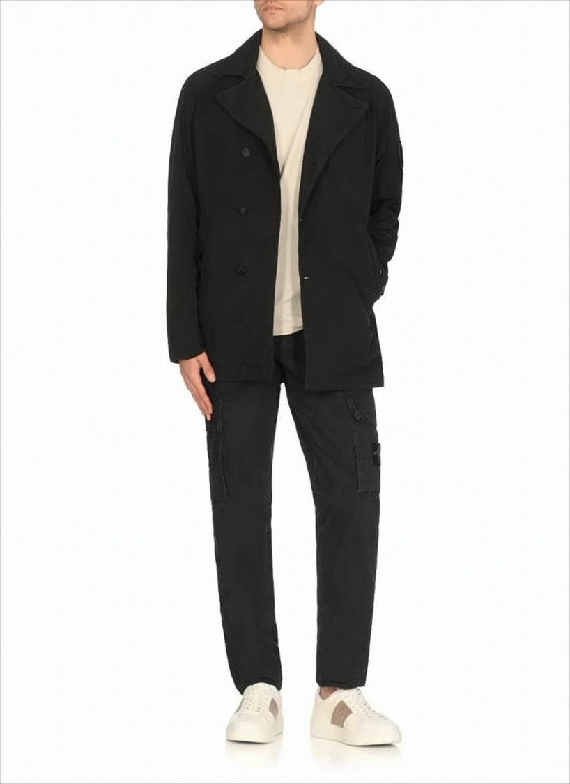 Stone Island Boxy Black Casual Jacket With Wide Collar