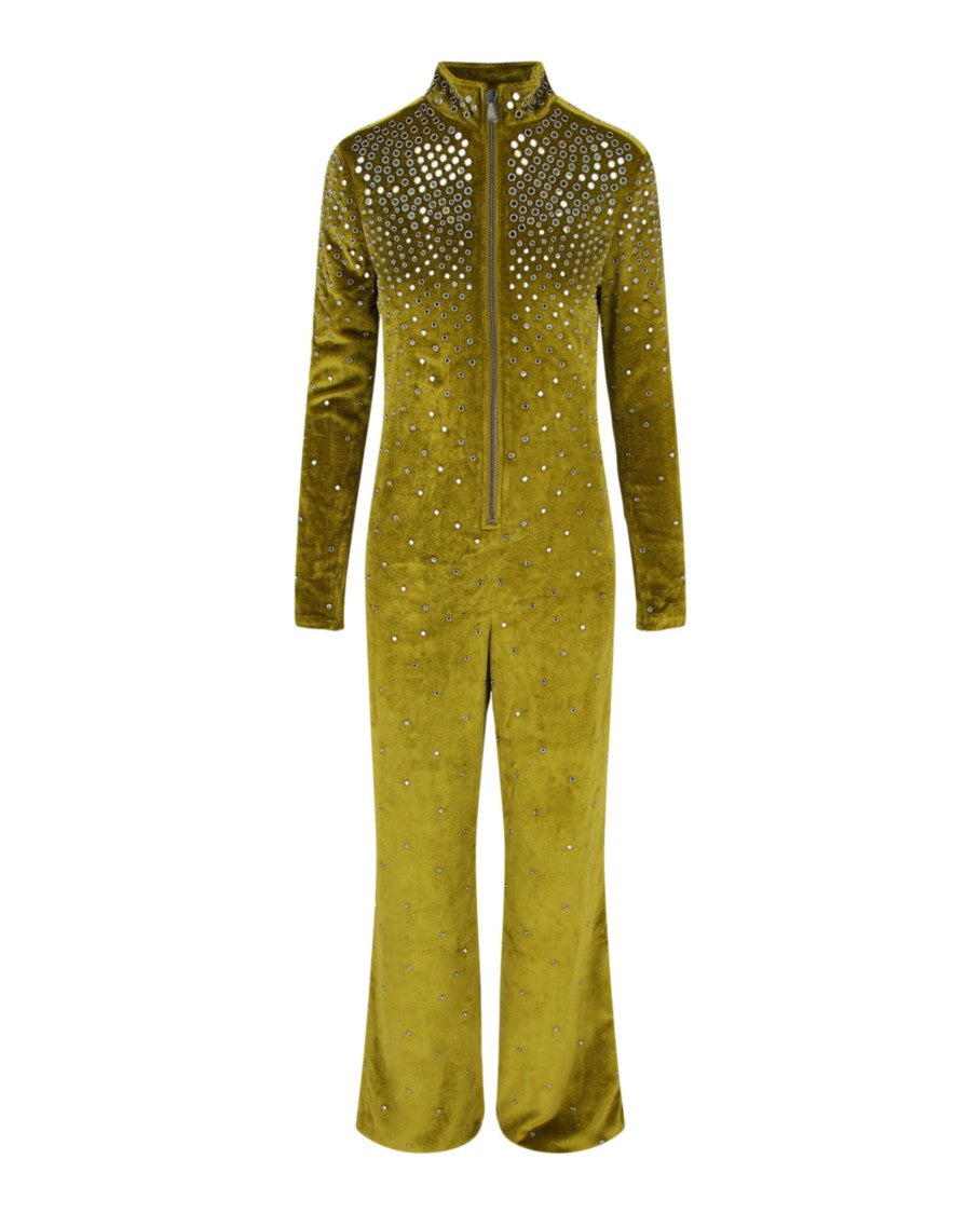 Bottega Veneta Fitted Green Velvet Jumpsuit