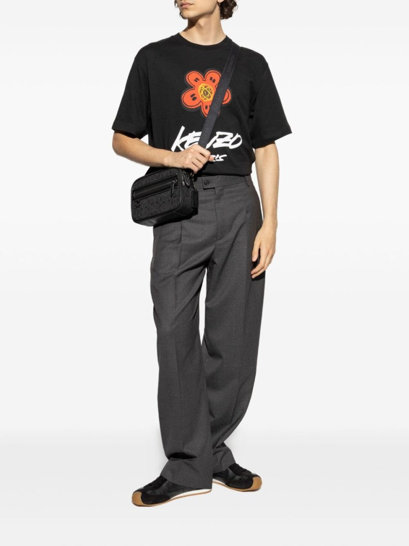 Kenzo Black T-Shirt With Iconic Floral Logo Design