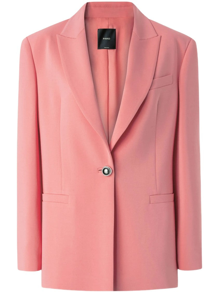Pinko Tailored Pink Blazer With Structured Shoulders