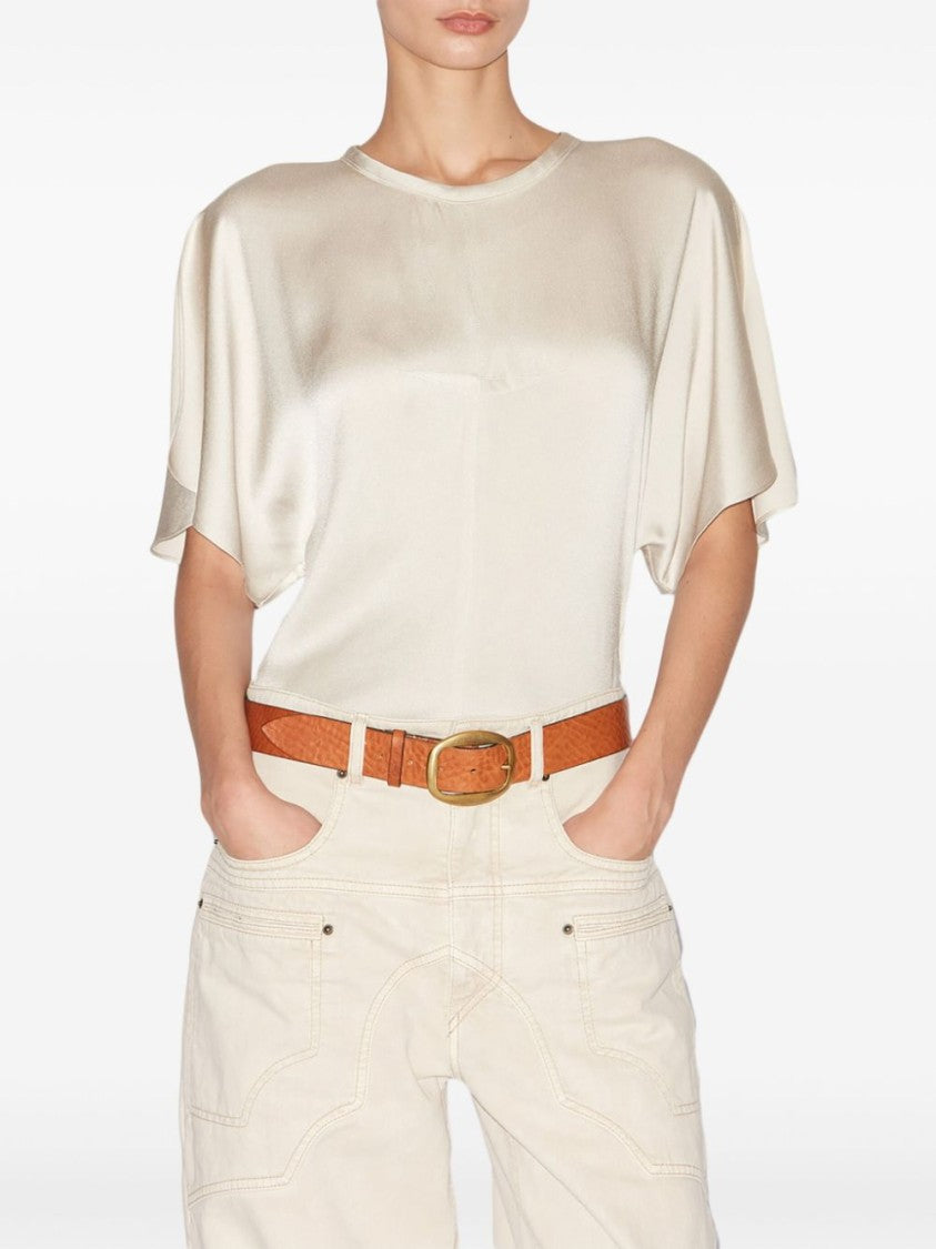 Isabel Marant Cream White Satin-Finish Karlita Blouse