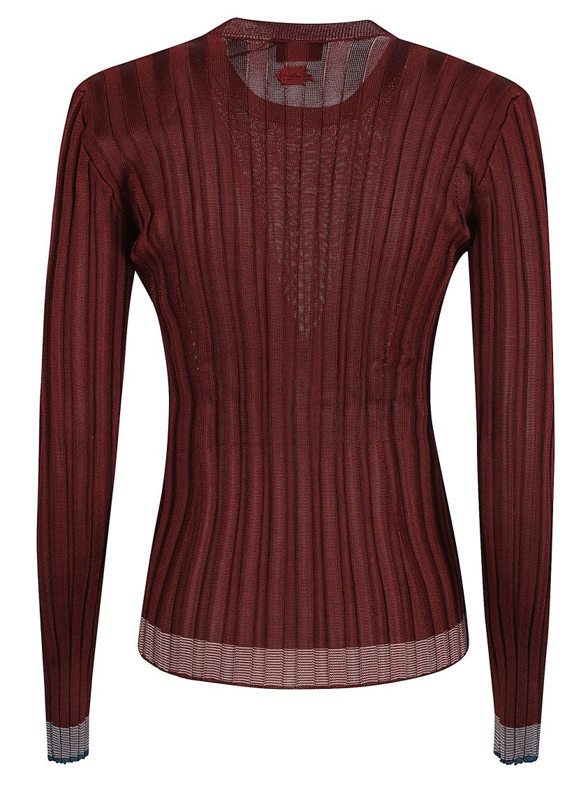 Etro Ribbed Knit Sweater With Semi-Sheer Texture