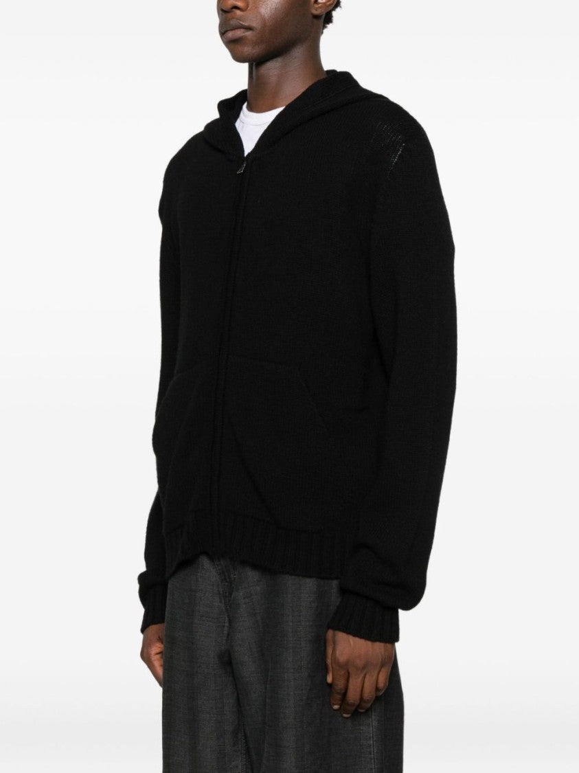 Palm Angels Black Zip-Up Hoodie With Bold Gothic Logo