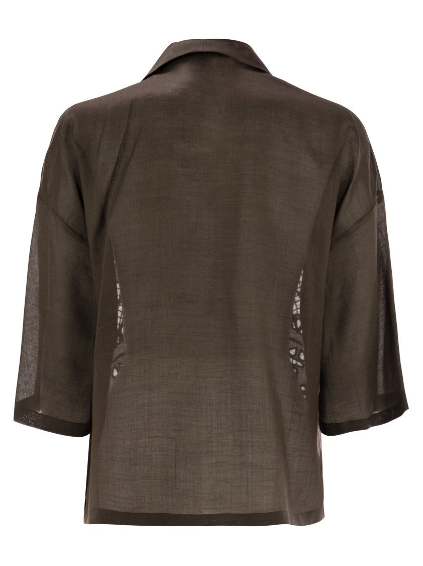 Max Mara Legno - Boxy Shirt In Ramie Canvas
