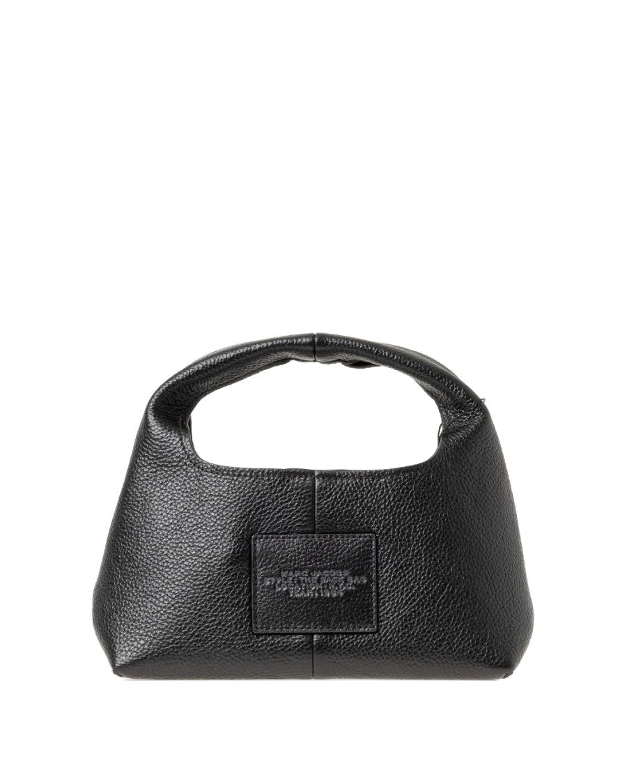 Marc Jacobs Semi-Circular Black Leather Shoulder Bag With Embossed Branding