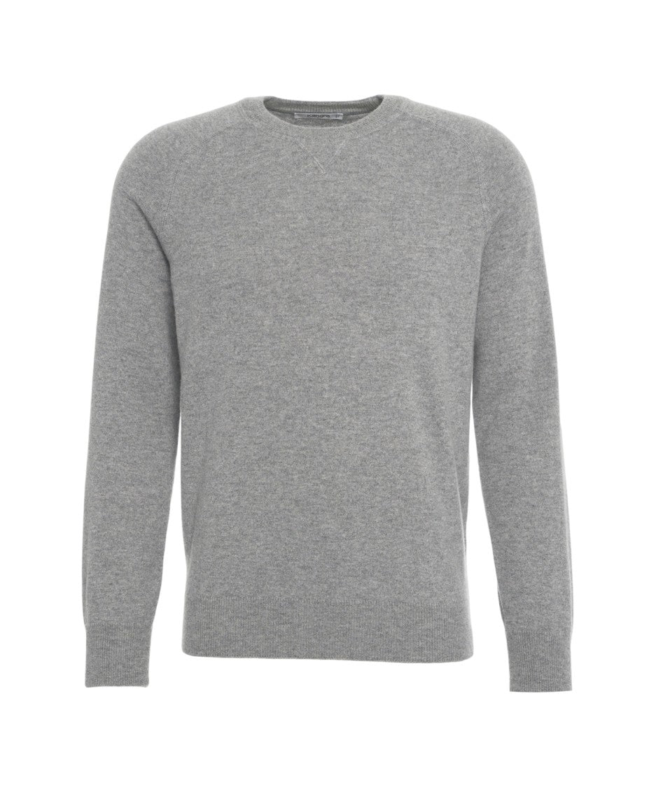 Kangra Cashmere Crew Neck Sweater With Ribbed Detailing