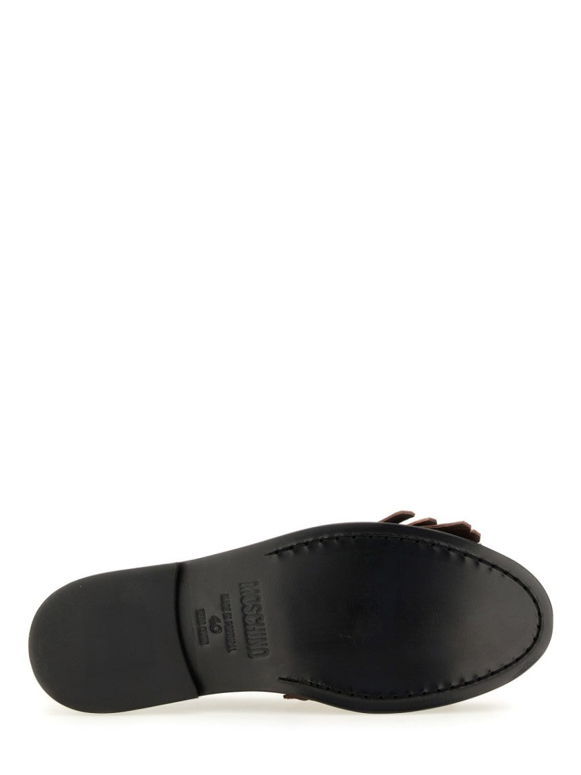 Moschino Crocodile-Embossed Leather Moccasin