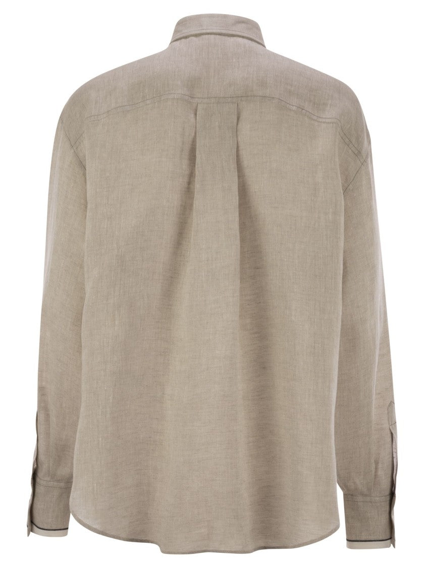 Brunello Cucinelli Linen Shirt With Shiny Cuffs