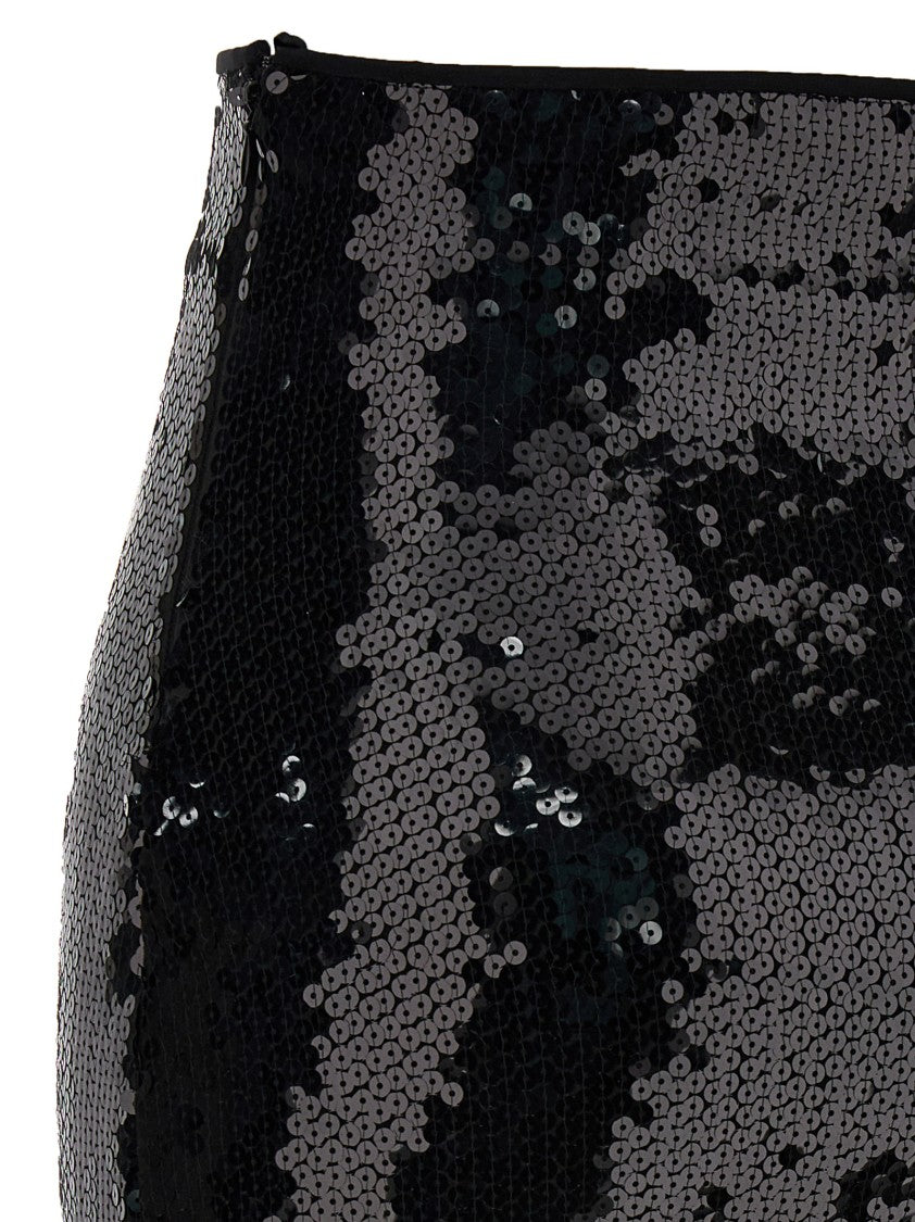 Alexandre Vauthier Sequined Black Midi Skirt With Zip Closure