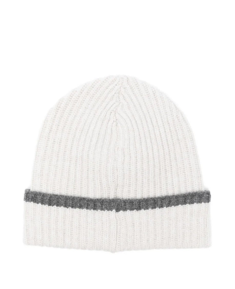 Brunello Cucinelli Ribbed Knit Beanie With Contrasting Stripe Detail