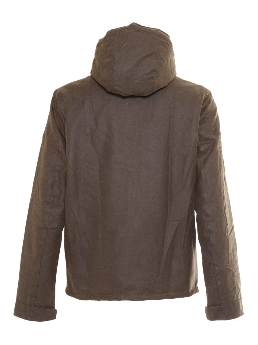 Barbour Brown Waxed Cotton Jacket With Hood
